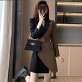 S-2XL French Waist up Haute Couture Irregular Contrasting Color Dress Spring New Style Temperament Suit Dress