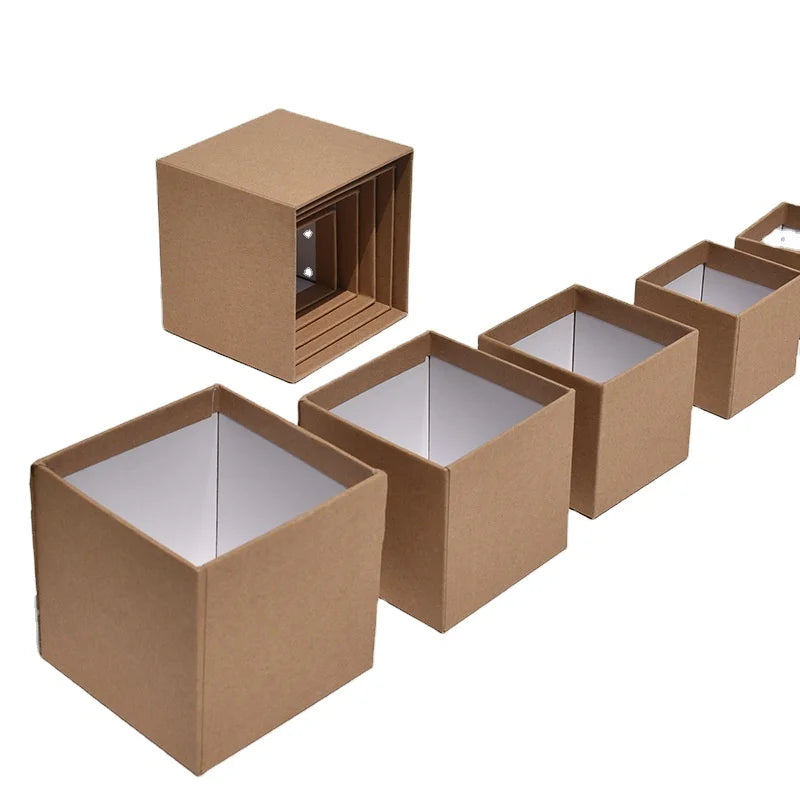 Ready Stock Craft Brown Cardboard Box for Mug Luxury Cosmetic Packaging Lid and Base Square Gift Box for Bottles
