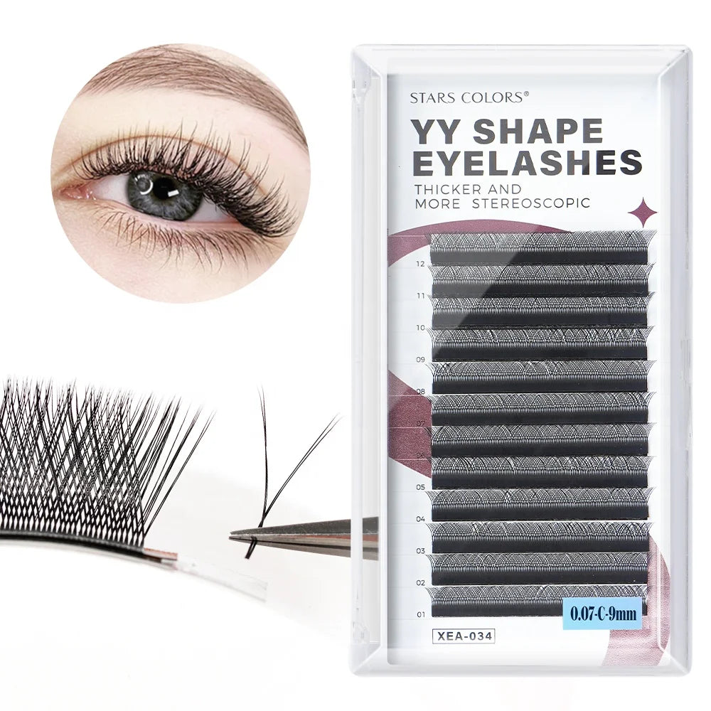 Starcolor YY Eyelash Extensions Volume Mixed Length Easy Fan Lashes Y Shape Eye Lashes Extensions 0.07 C D Curl