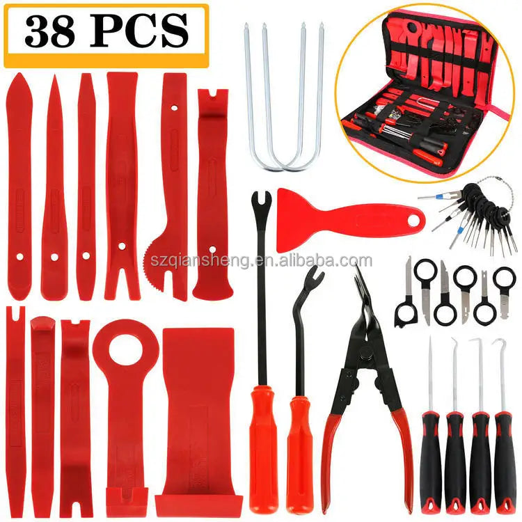 38pcs Car Dashboard Removal Set Auto Panel Audio Radio Removal Installer Repair Pry Tools Kit Fastener Removal