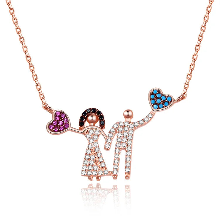 Wedding Gift Fashion 925 Sterling Silver Necklaces Popular Colorful Stone Love Heart Jewelry Necklace