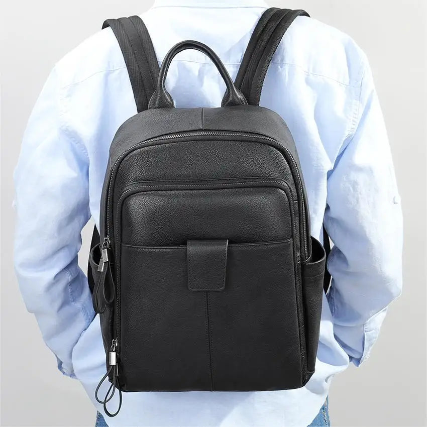 Marrant Cowhide Leather Rucksack Men Luxury Backpack Leather Laptop Bag Travel Backpack Genuine Leather Backpack Men
