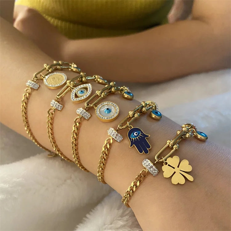 Wholesale New Women Luxury Stainless Steel 18k Gold Plated Necklace Luxury Diamond Flower Bracelet