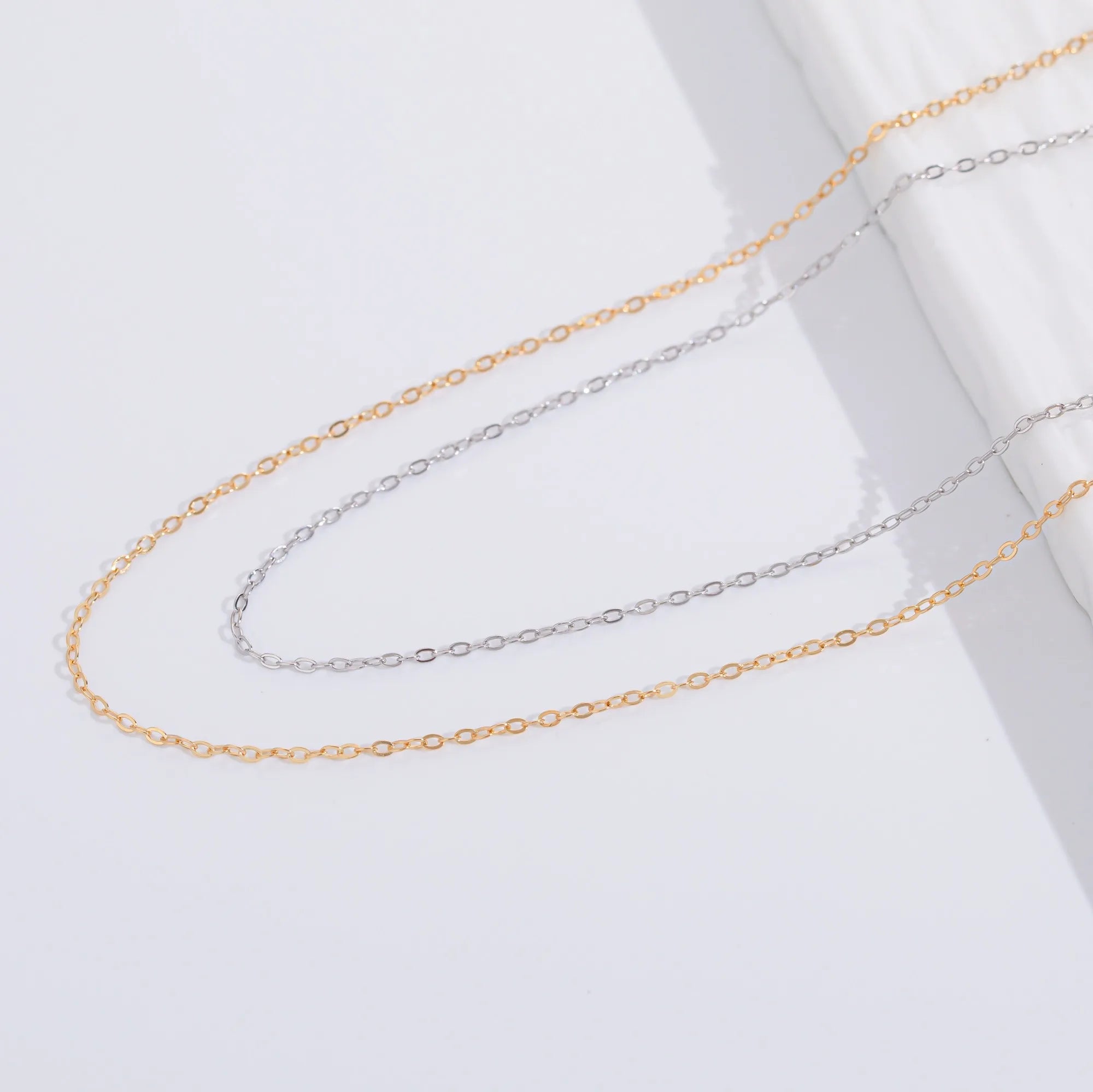 CH021 18/20/24inches Wholesale Rolo Chain 925 Sterling Silver 18k Gold Plated Looped O-ring Chain Chain Necklace for Pendant