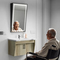 3 Color Dimmable Led Bathroom Tilt Framed Mirror Wall Mounted Vanity Mirror Front Light Anti-Fog Mirror for Wheelchair Disabled