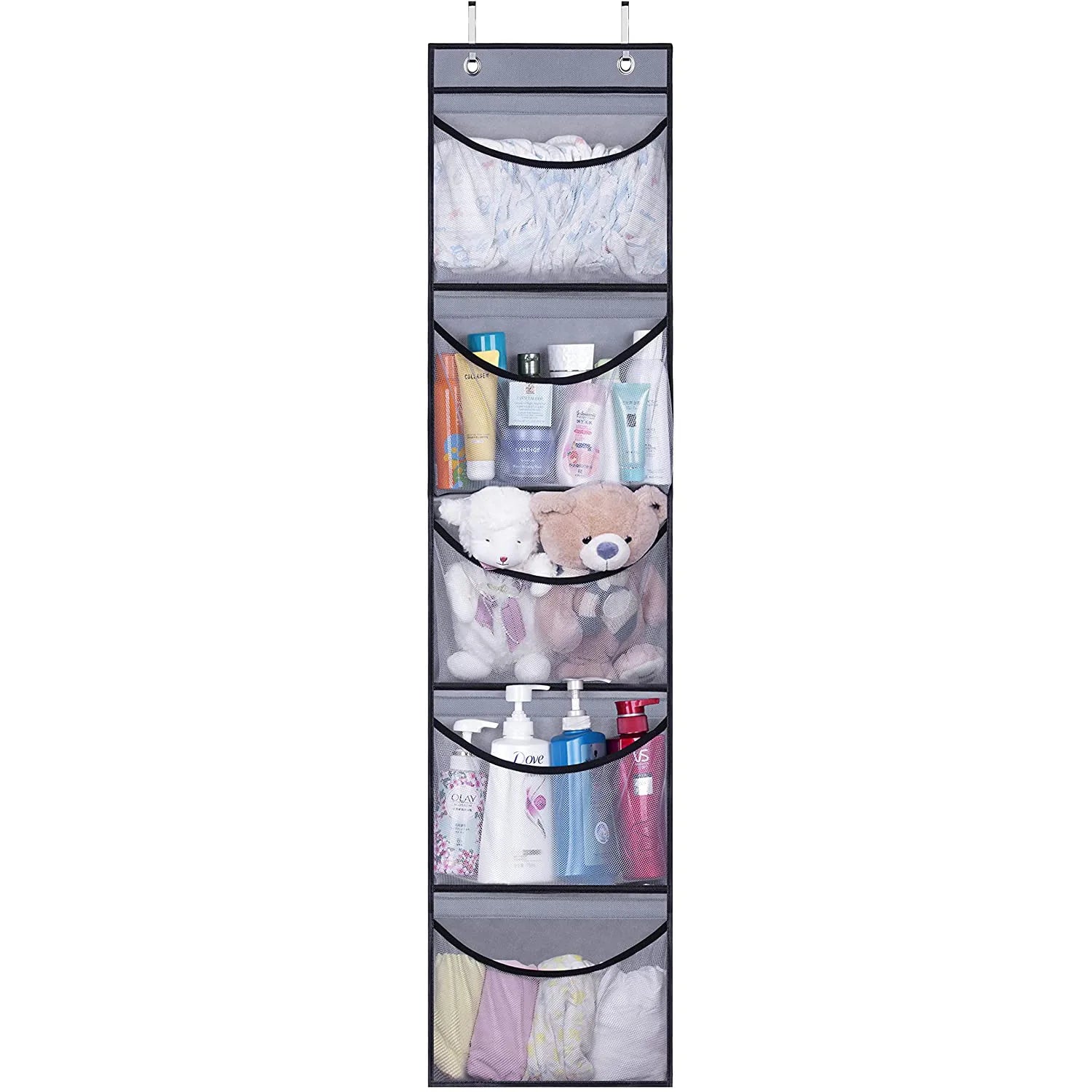 Over the Door Organizer Storage for Closet with 5 Pockets Organizer for Bedroom Bathroom