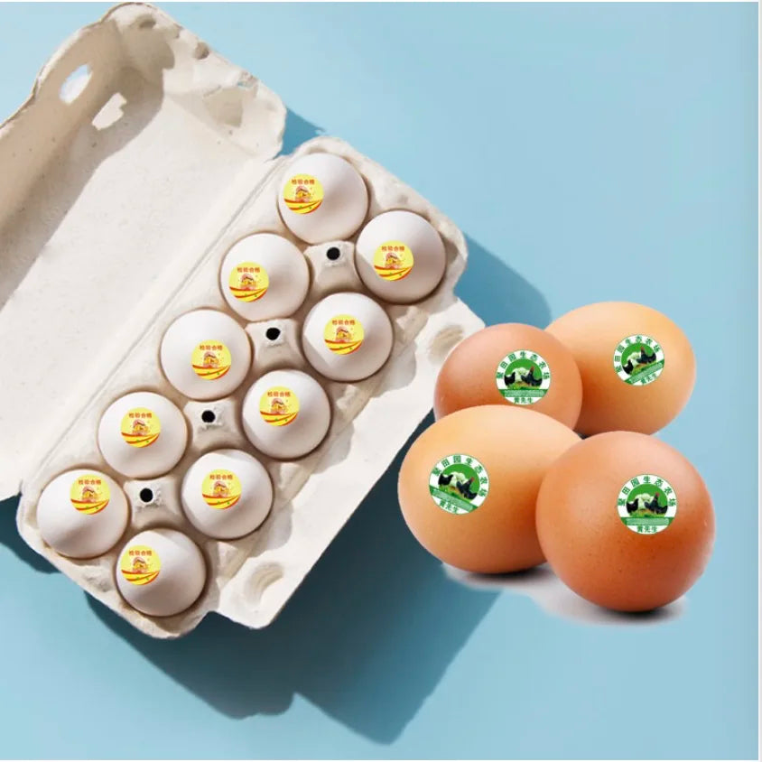 Synthetic Print Logo Label Customized Egg Label Food Adhesive Stickers with Permanent Adhesive Coated Paper
