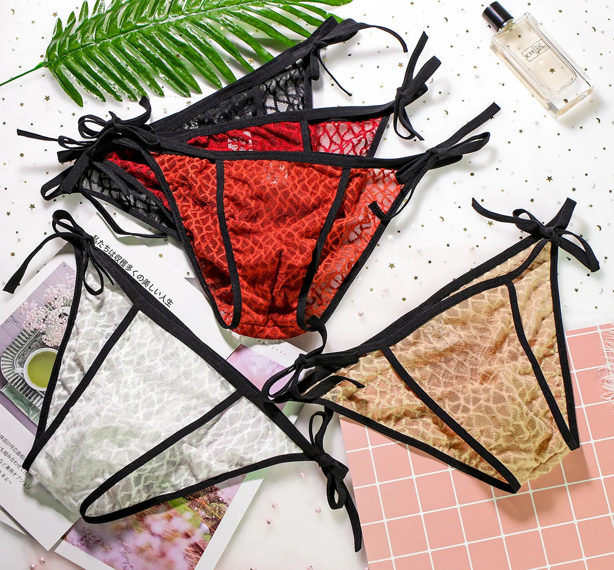 Men's Sexy Underwear Breathable Lace Bandage Sexy Men's Briefs