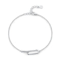 SL1690 925 Sterling Silver Geometric Design Zirconia Link Lock Chain Bracelets for Women Girls Party Accessories Jewelry
