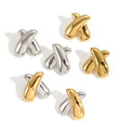 18K Gold Plated Waterproof X-Shaped Stainless Steel Earrings Minimalist Trendy Fashion Jewelry Studs for Women for Parties