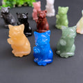 New Design Natural Mixed Crystal Cats 6cm Yellow Calcite Green Aventurine Cat Carving