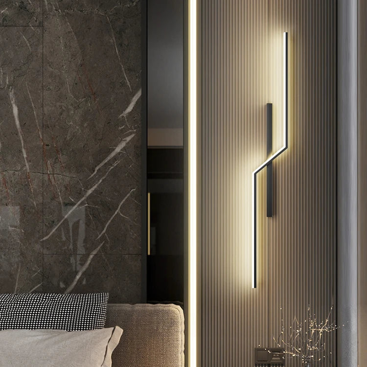 Minimalism New Arrival Black Long Hotel ExhibitIon Wall Lamp Interior Decorative Bedside Villa Lighting Entrance
