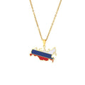 Wholesale Stainless Steel White Blue Red Flag Russian Map Necklace