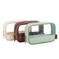 Fashion Patchwork Luxury High End Class Straw Cosmetic Bag Case With PVC Transparent Window Beauty Makeup Organizer Storage