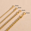 Europe and America Fashion Stainless Steel Gold Necklace Twisted Rope Chain Hip Hop Men and Women Couple Necklace Jewelry