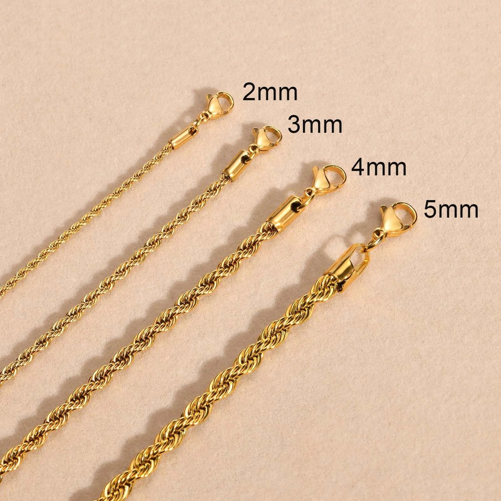 Europe and America Fashion Stainless Steel Gold Necklace Twisted Rope Chain Hip Hop Men and Women Couple Necklace Jewelry