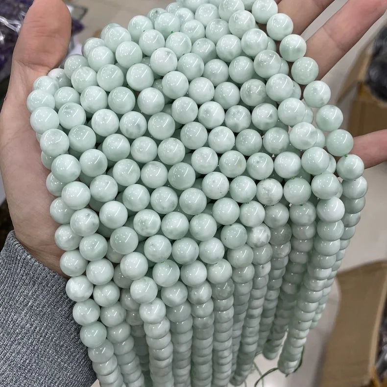 Natural Healing Gemstone Green Angelite Energy Stone Round Loose Beads Crystal Beads for Jewelry Making DIY
