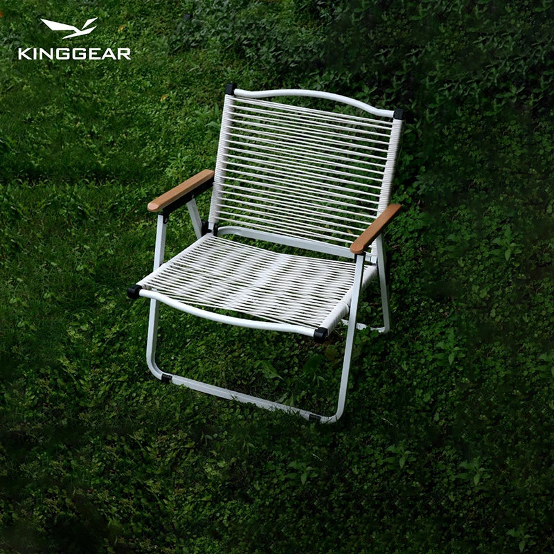 Outdoor Folding Camping Chair Portable Handmade PE Rattan Weaving Japanese Design 120kg Capacity Outdoor Furniture