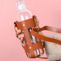 Customizable Luxury Leather Crossbody Shoulder Strap Travel Water Cup Beverage Bottle Eco-Friendly Personalized OEM Custom Bag
