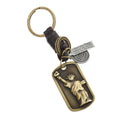Custom Souvenirs Leather Statue of Liberty Key Chain Hand-woven Alloy Auto Pendant Vintage Cowhide Key Ring Leather Keychain gift