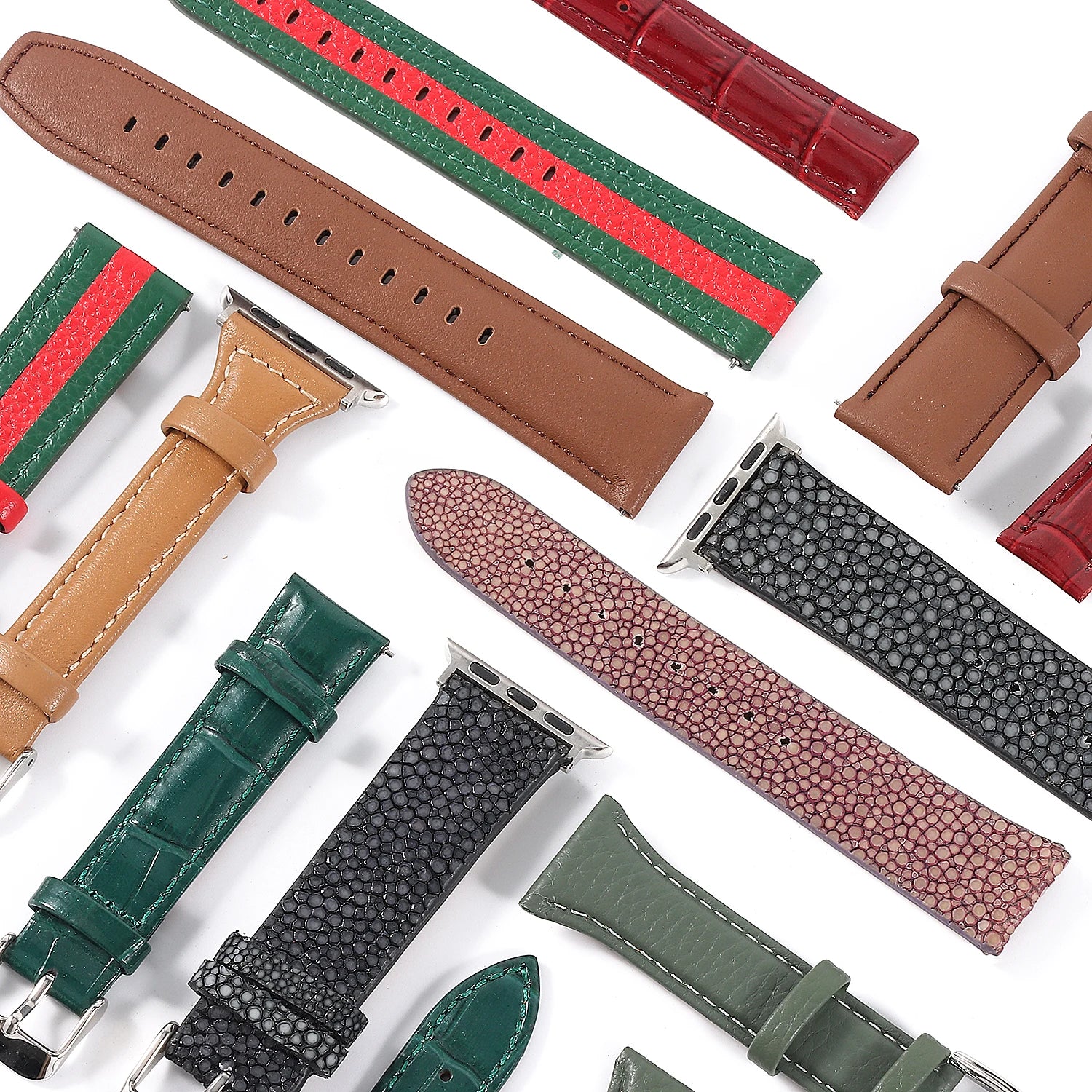 Luxury Genuine Calf Leather Watch Strap Breathable Elastic