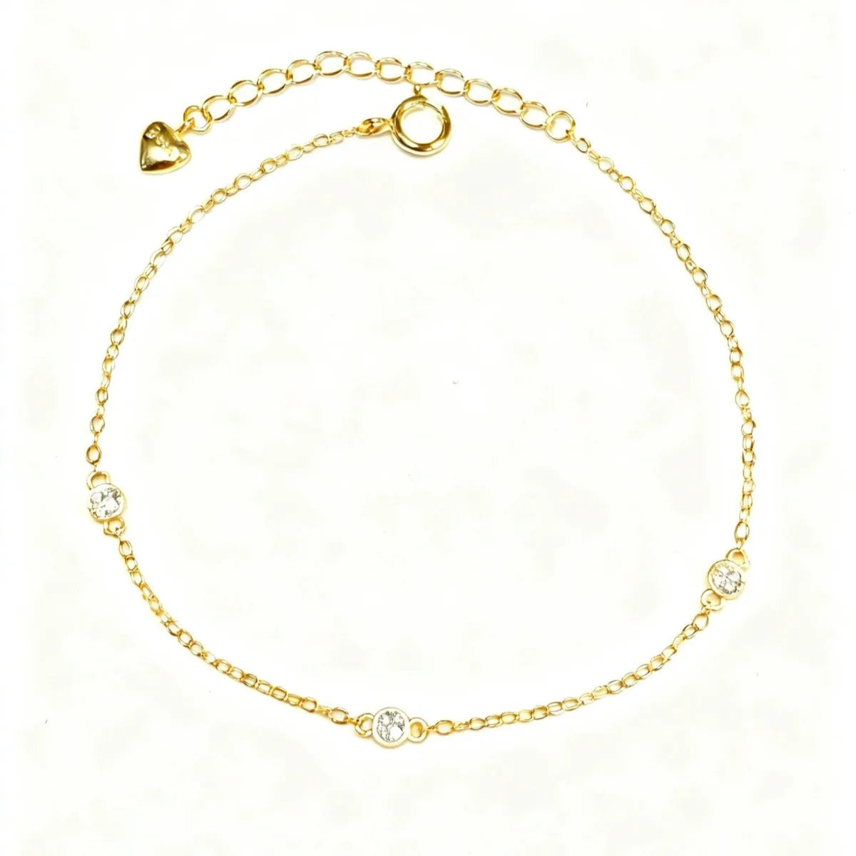 Fashion Minimalist Jewelry 925 Sterling Silver Charm Bracelet Simple Three Round Diamond Zircon Gold Plated Bracelets for Women