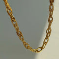 Waterproof Jewelry Set Statement Stainless Steel Twisted Choker Necklace 18k Gold Plated Chunky Chain Necklace Bracelet YF3563