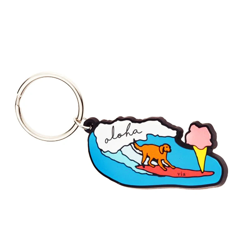 Personalized Custom Cartoon Rubber & PVC Keychain with Eco-friendly Letterpress Printing for Car Kids Gift