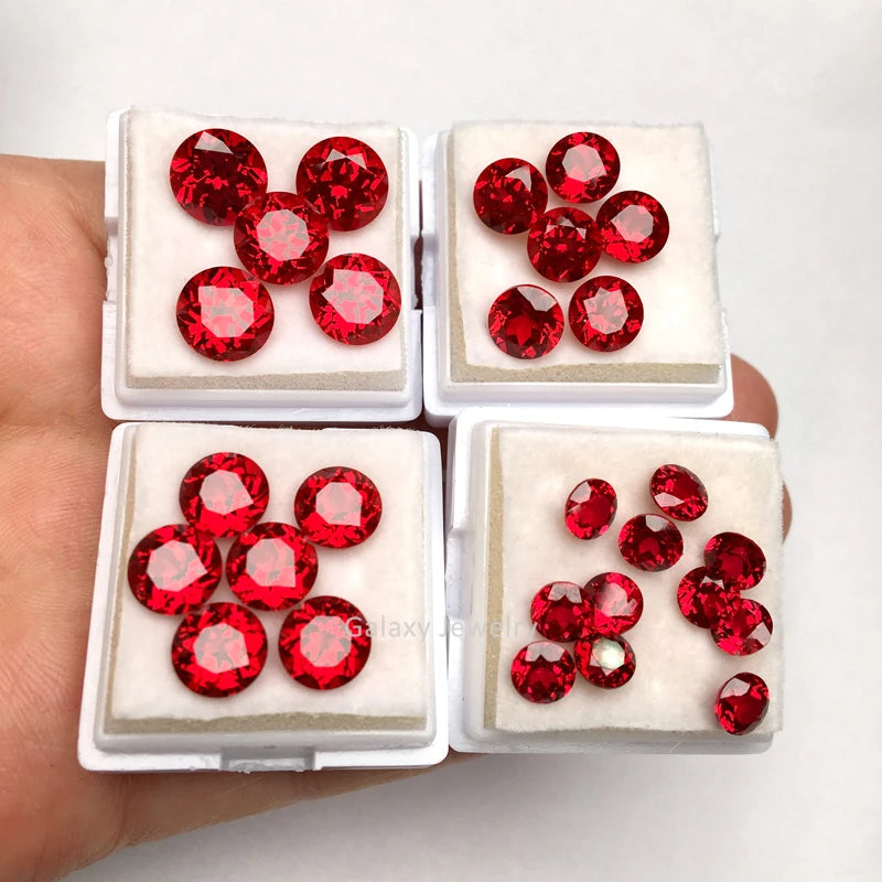 Top Quality Lab Grown Ruby Round Cut GRC Certificate Synthetic Pigeon Blood Red Ruby Loose Gemstone for Fashion Jewelry