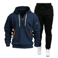 2025 Men Autumn Winter Clothing Training Outdoor Sports Hoodies + Long Pants 2 Piece Set Pullover Zipper Pockets Hoodies Suits