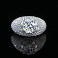 Ready to Ship Luxury Pigeon Egg S925 Silver With Large Green Moissanite Unisex 3CT VVS D Color Ring for Women Band