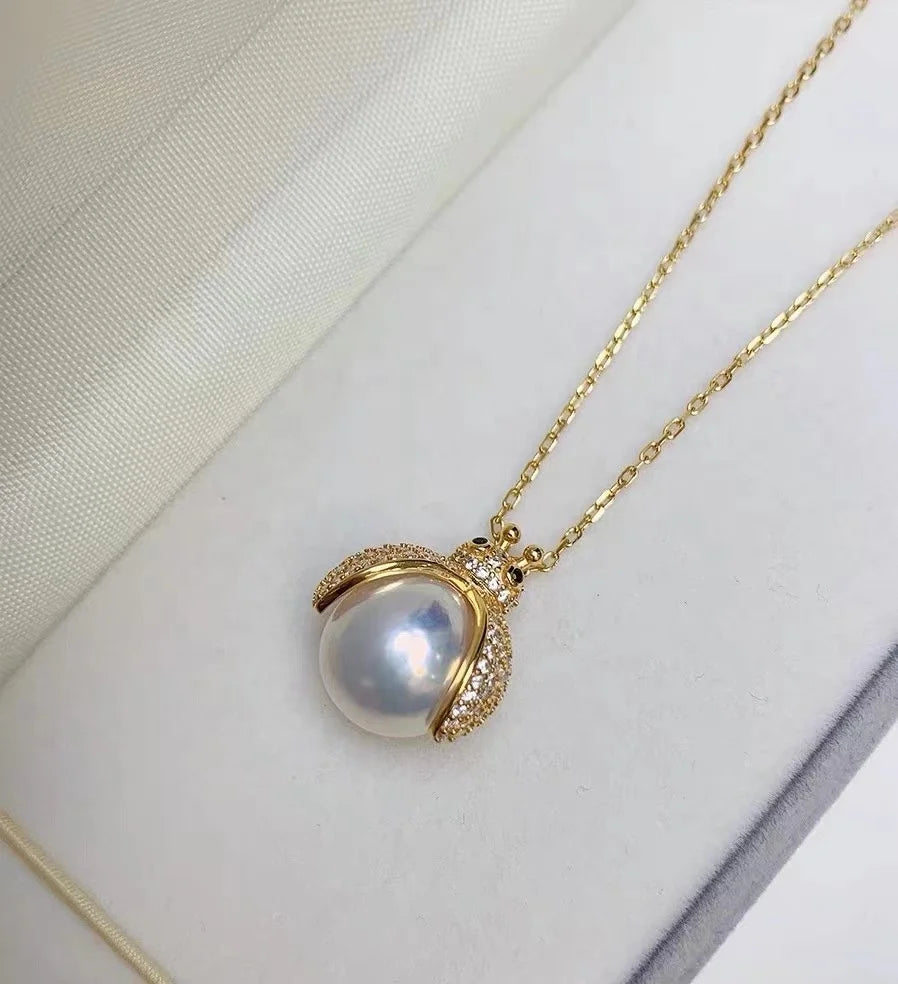 P1456 10-11mm DIY Natural  Freshwater Pearl Charm Pendant Necklace Accessory 925 Sterling Silver Jewelry for Women Without Chain