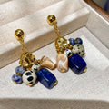 Maiou 2026 New Arrival Designer 18K Gold Plated Brass With Natural Stone Lapis Lazuli Drop Earrings for Women Jewelry Ladies