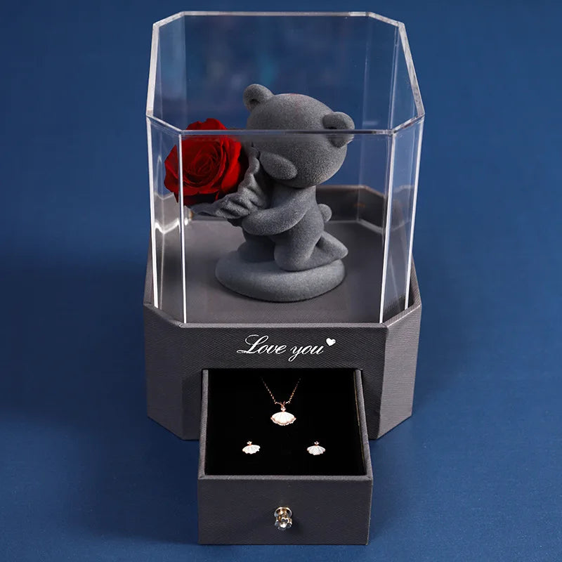 Wholesale New Plush Bear Gift Box Valentine's Day Gift for Girlfriend Wife Caily Home Confession Bear Jewelry Box Ornament