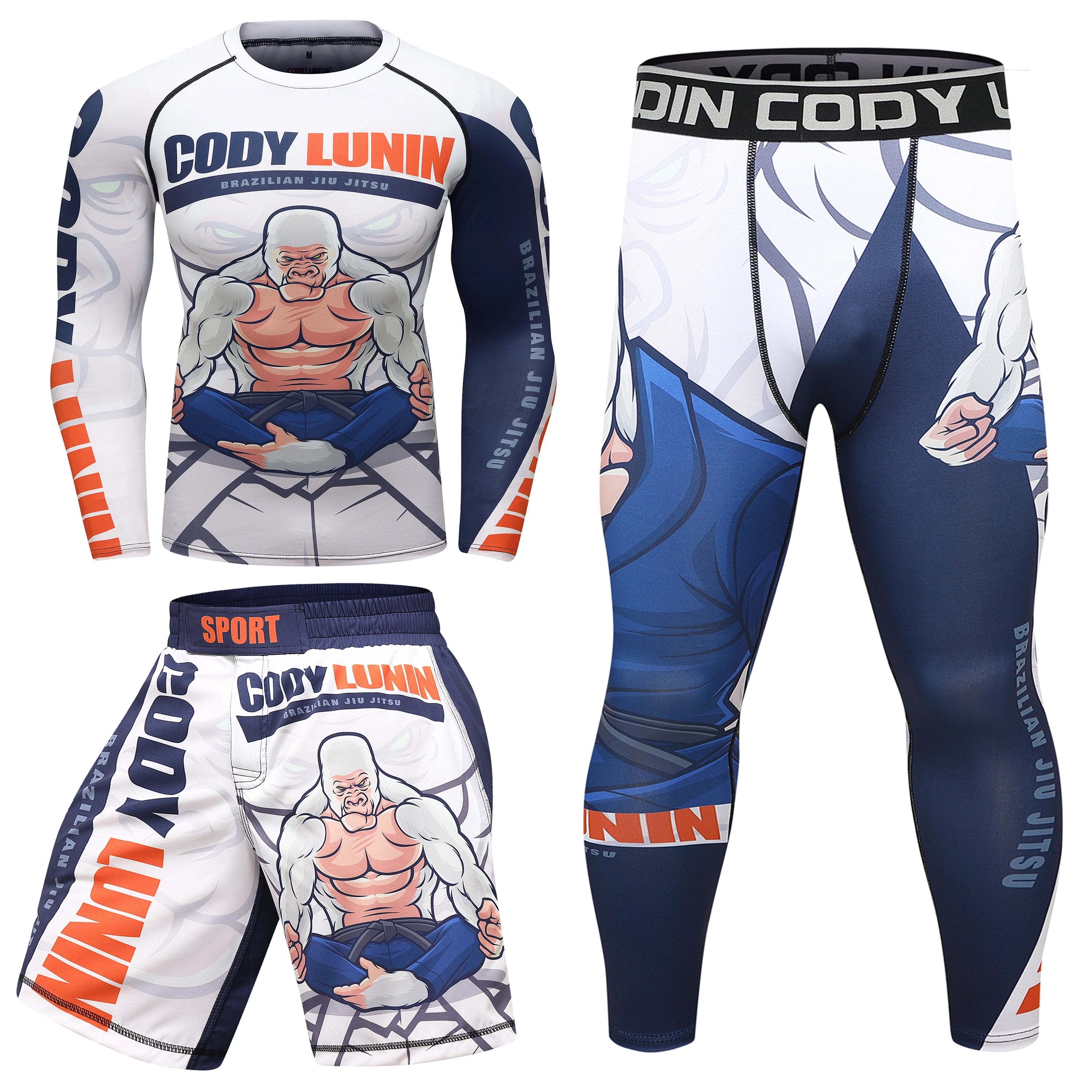 CODY LUNDIN 4 Pieces Compression Mma Rash Guardoem Mma Rashguardcustom Sublimated Printed Mens Rash Guard