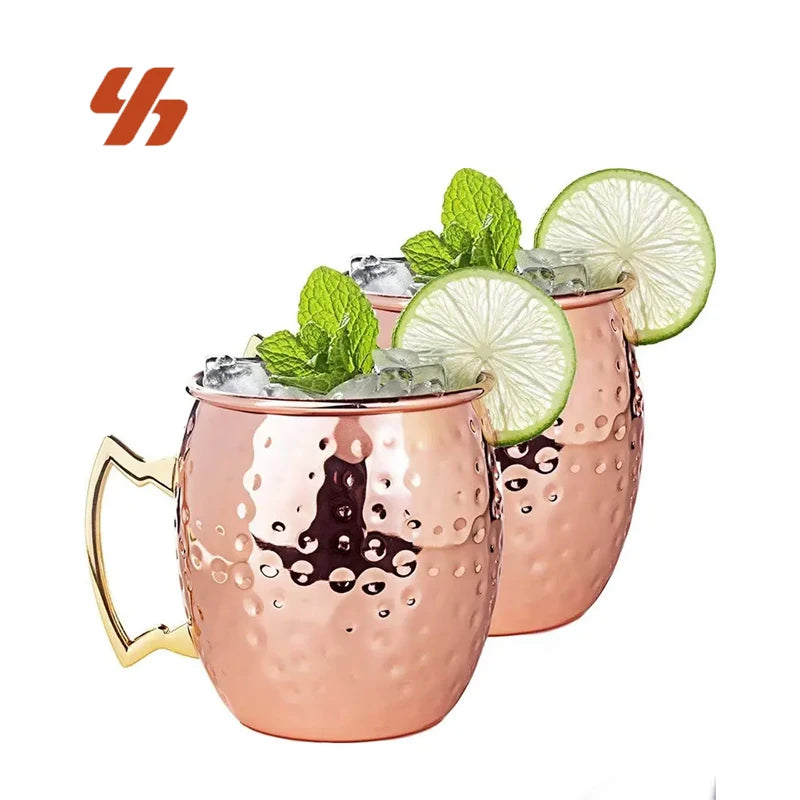 Custom Drum Shape 500ml Hammer Resistant Coffee Mug Stainless Steel Copper Plated Moscow Mule Cocktail Cup