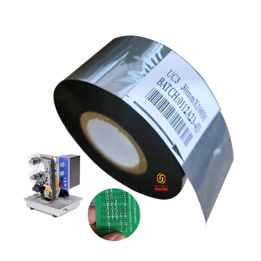 UNIONCODING High Quality SCF-900 Ribbon 25mm*100m Hot Coding Foil Black Ribbon Coding Machine Hot Stamping Ribbon