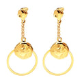Vintage Round Hollow Gold-Plated Brass Earrings for Women Trendy Long Chain Necklace Religious Style Wedding Anniversary Gift