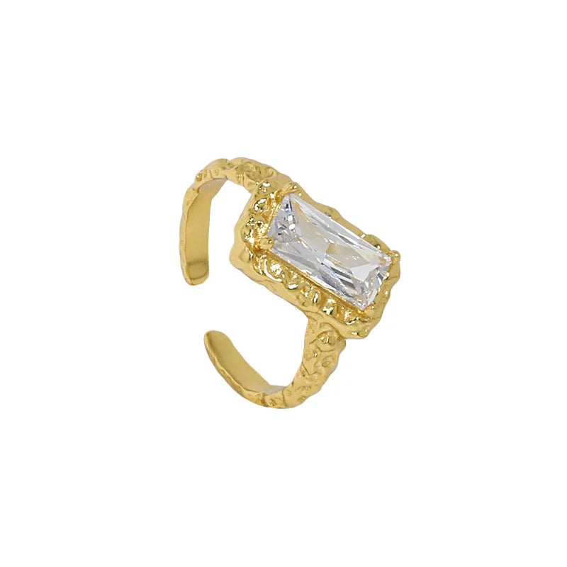 VIANRLA 925 Sterling Silver Stacking clear and Blue Zircon Rings Adjustable Rings