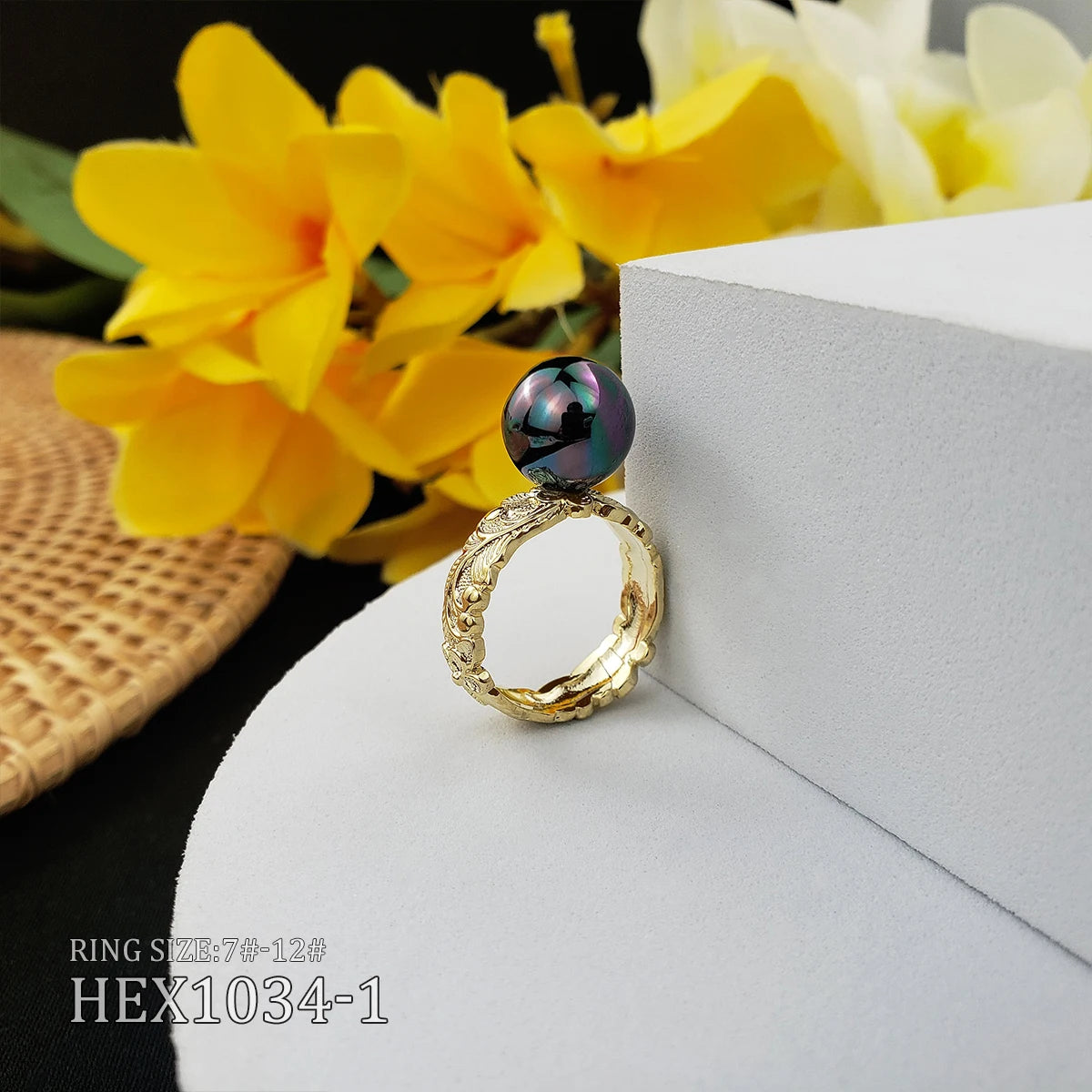 Hawaiian-style Tribal love Flower 14K Gold Ring Woman Ring Jewelry
