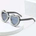2024 New Design Fashion Luxury Statement Oversized Zircon Crystal Women Heart Sunglasses