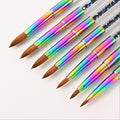 OEM Professional Rainbow Handle Nail Art Brush Kolinsky UV Gel Acrylic Brushes Size 2 4 6 8 10 12 14 Hot Wholesale Supplier
