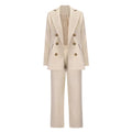 S-XXL Suit Set Autumn and Winter New Big Polo Collar Double Breasted Suit Coat Casual Straight Leg Pants Set