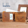 Vintage Crazy Horse Leather Short Handmade Wallet RFID Protected Polyester Lining Money Credit Holder Open Closure Unisex