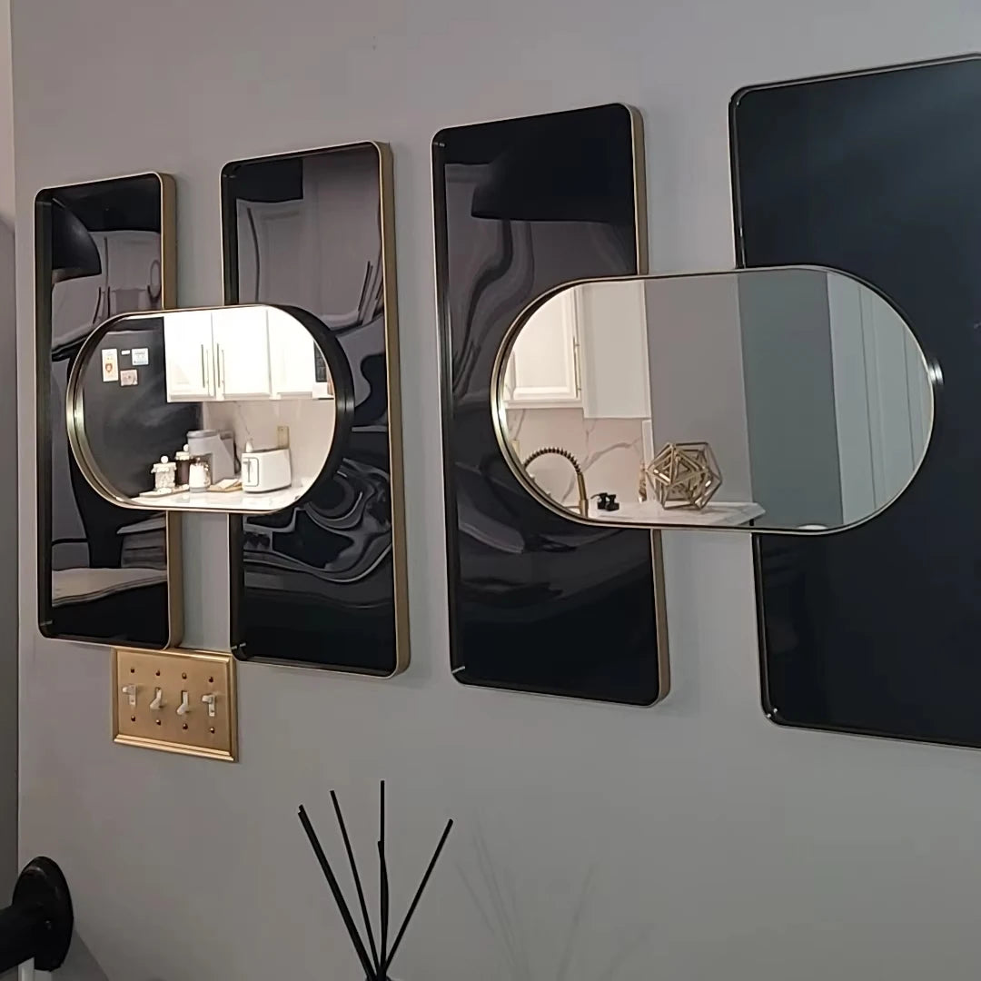 40CM 3D High Gloss Modern Simple Iron Art Wall Hanging Light Luxury Creative Decoration Mirror Home Decor New Dropshipping DDP
