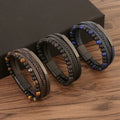 Multilayer Natural Stone Beaded Woven Braided Leather Bracelet for Men Luxury Magnetic Clasp Bracelet Male Bangles Jewelry