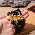 Fashion Gold Color Six Words Bracelet Black Obsidian Pixiu Bracelet Jewelry Gift for Women Men Feng Shui Bracelets