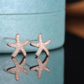 New Trendy S925 Sterling Silver Starfish Charm Earrings Lovely Cubic Zircons & Pearls Inlaid Cute Style for Women
