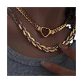 French Retro Snake Bone Cross Braided Necklace Stainless Steel Multi-Layer Winding Bare Chain Gold-Plated Clavicle Fashion