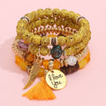 FanYue 4pcs One Set Multi Layered 2022 Pearl Crystal Bead Bracelet Sets for Women